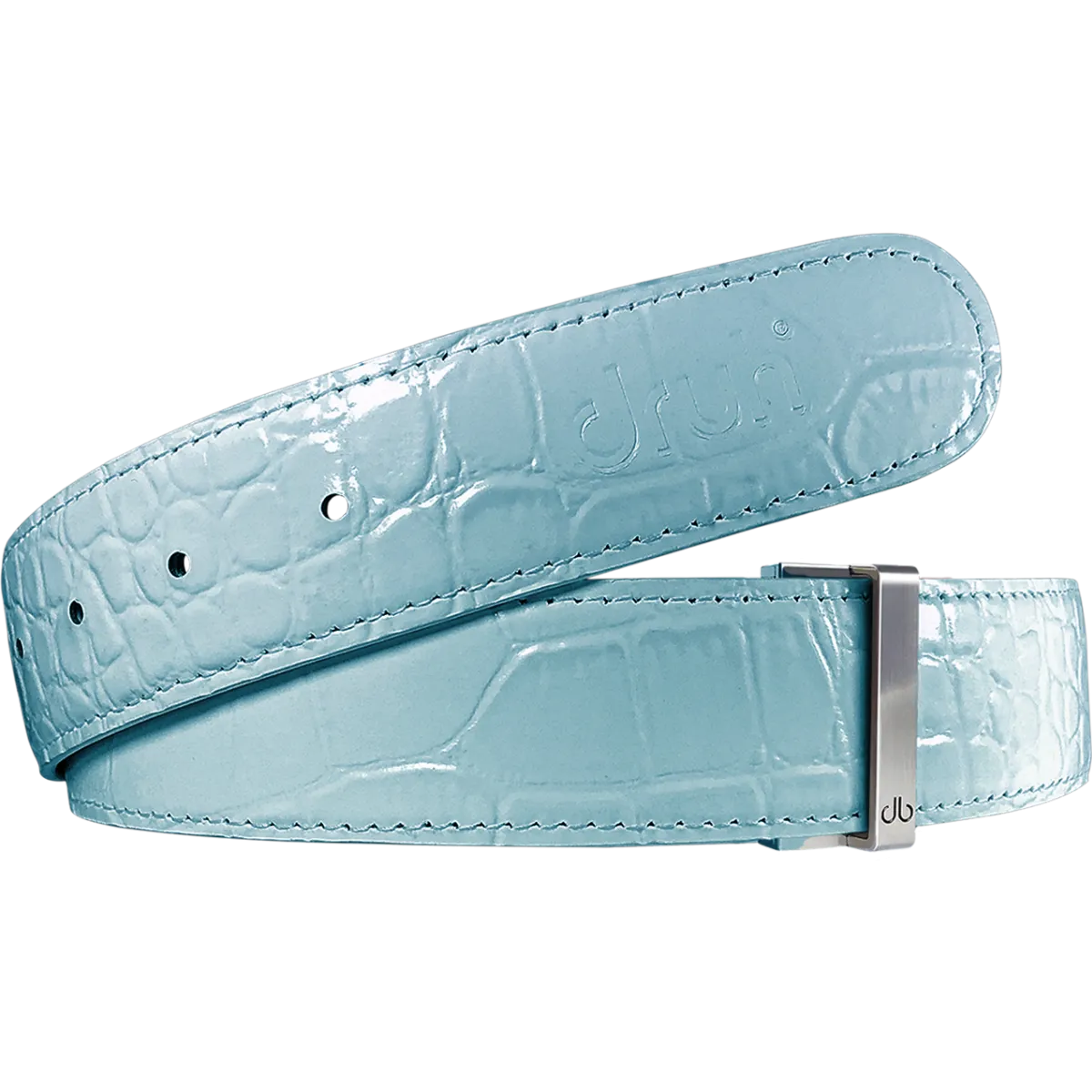 Aqua Crocodile Textured Leather Belt