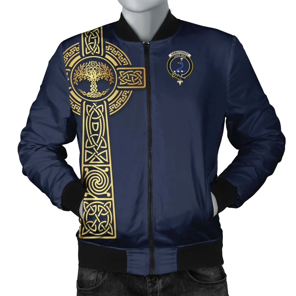 Arbuthnot Clan Bomber Jacket with Golden Celtic Tree Of Life