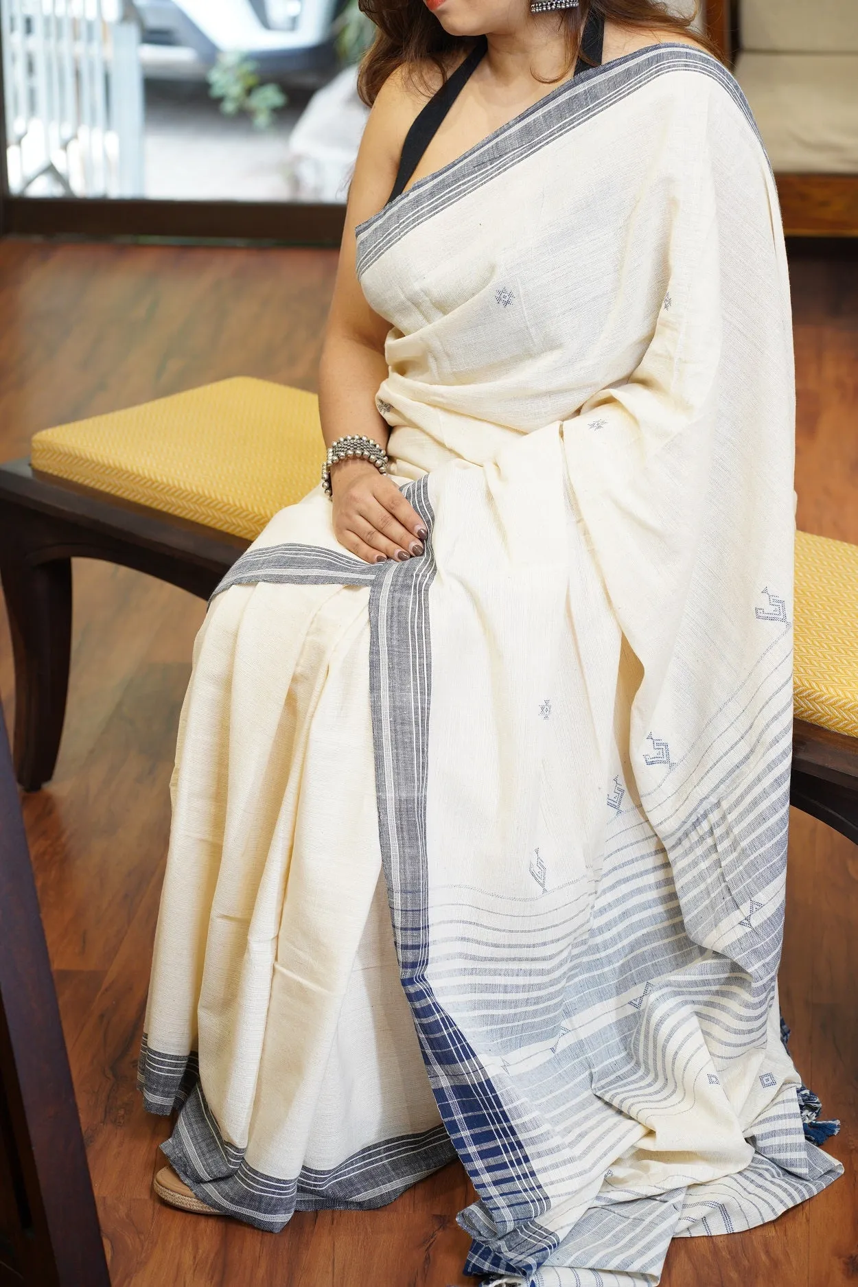 Bhujodi Handwoven Kala Cotton Saree