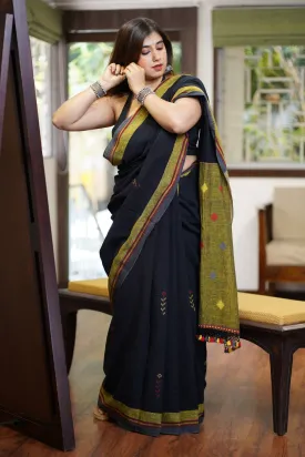 Bhujodi Handwoven Kala Cotton Saree