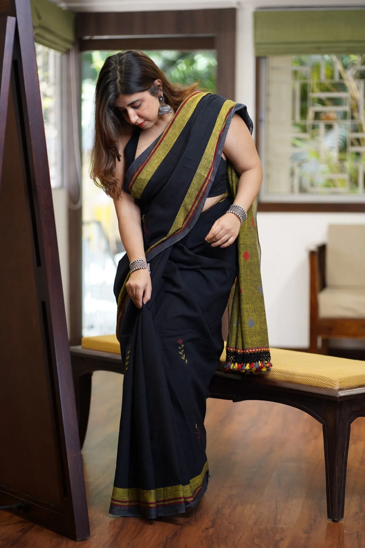 Bhujodi Handwoven Kala Cotton Saree