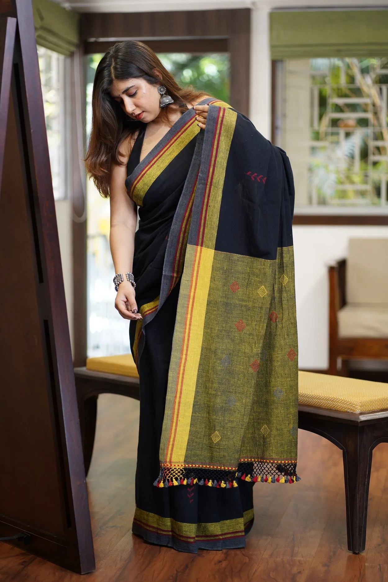 Bhujodi Handwoven Kala Cotton Saree