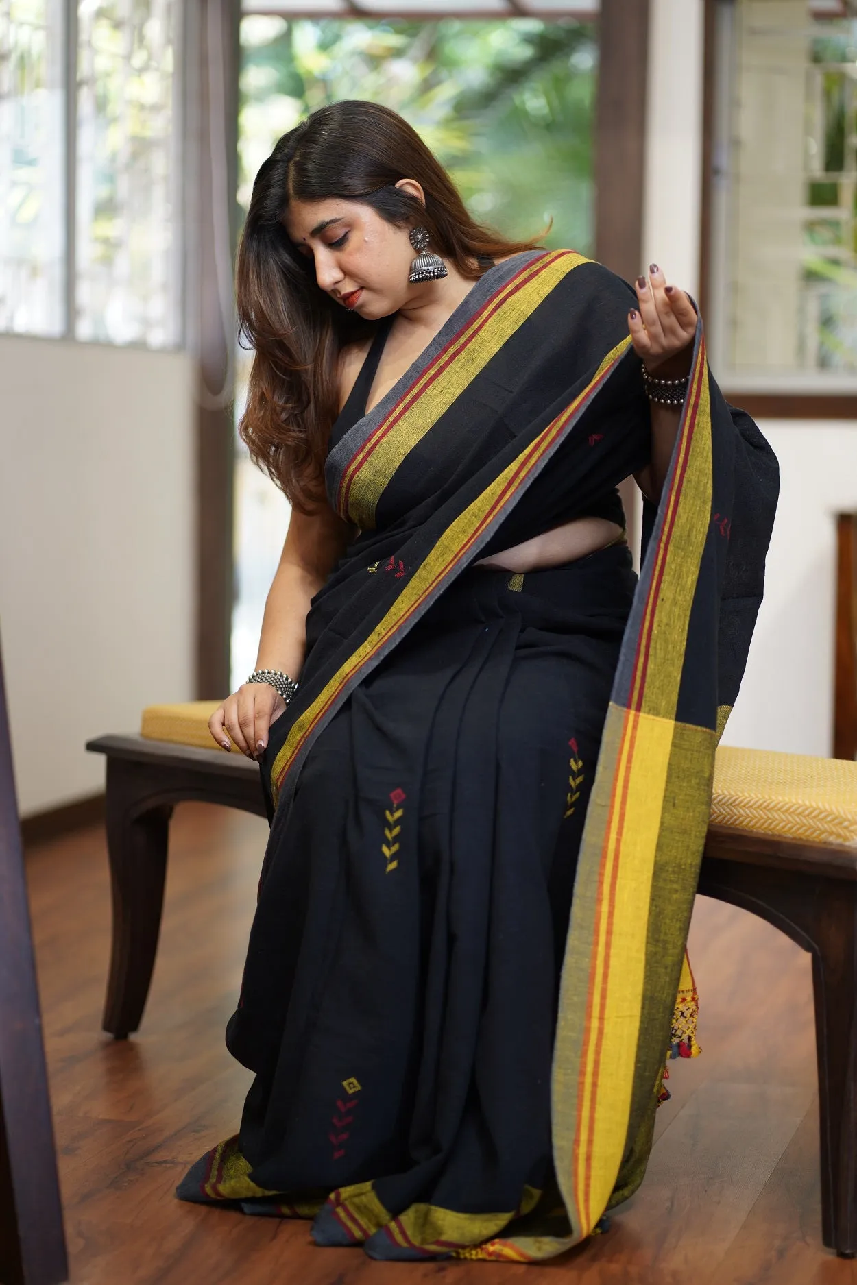 Bhujodi Handwoven Kala Cotton Saree