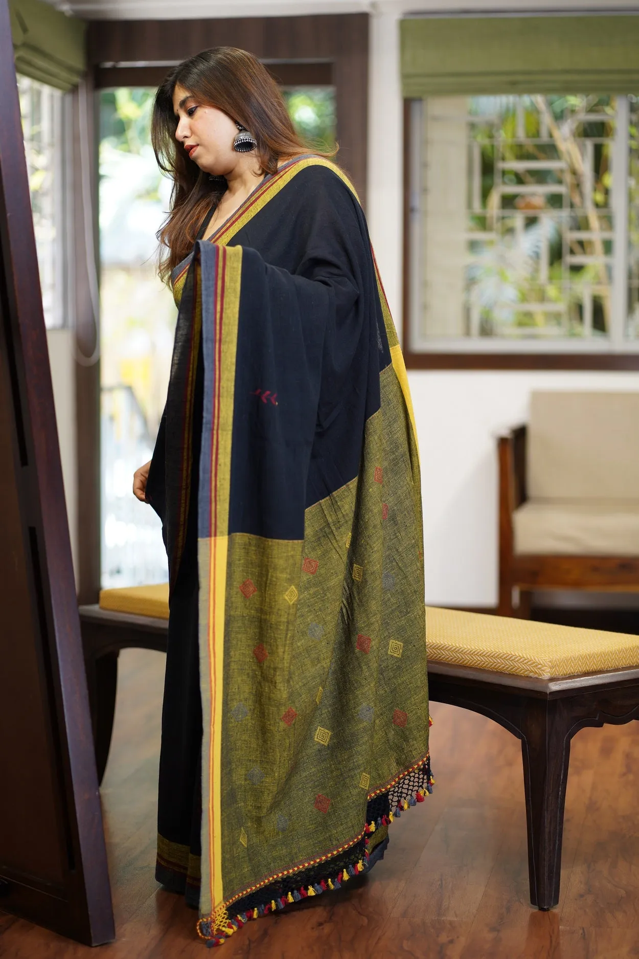 Bhujodi Handwoven Kala Cotton Saree