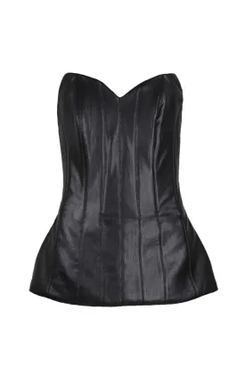 BLACK FAUX LEATHER CORSET TOP