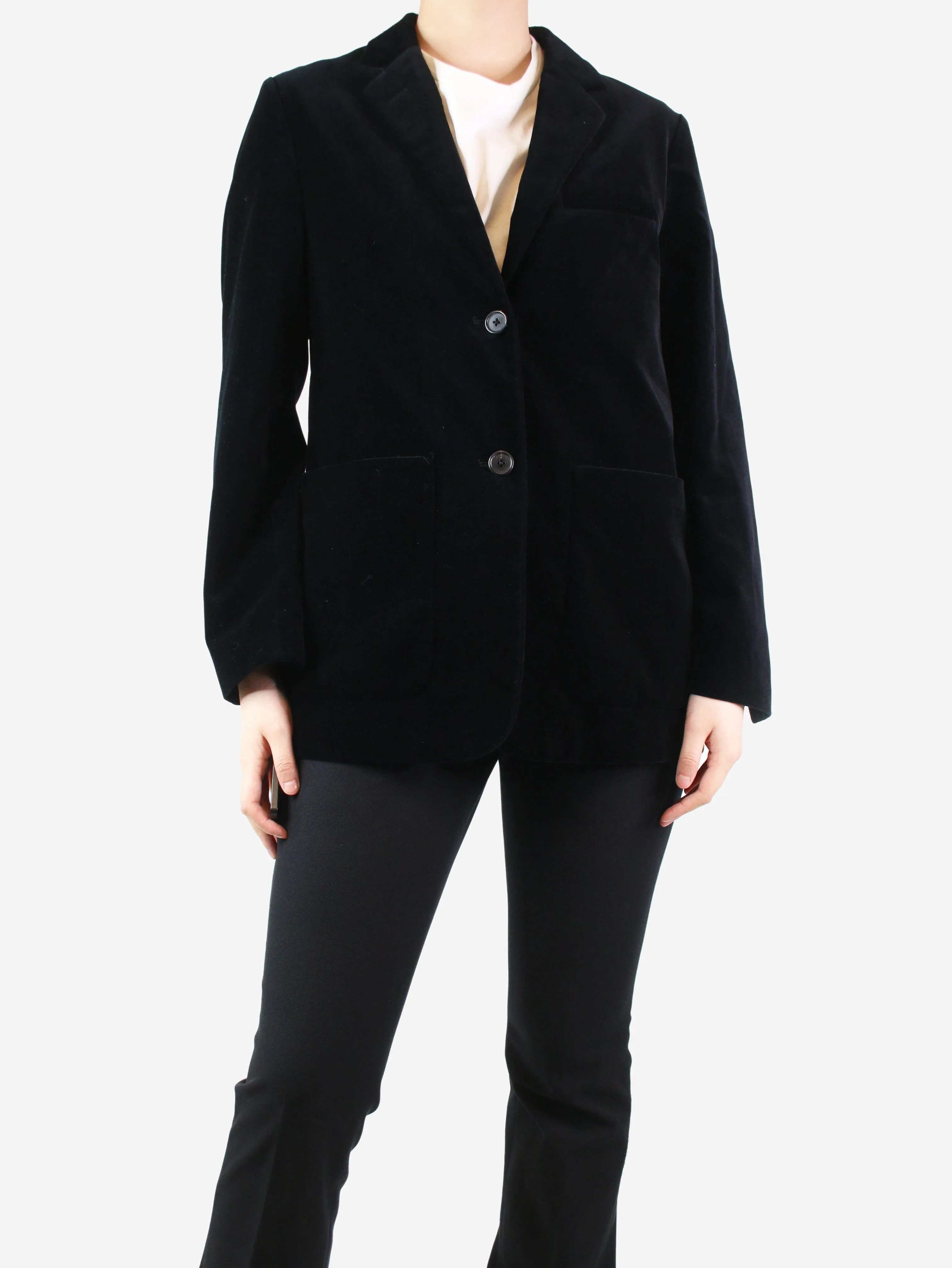 Black velvet blazer - size UK 8