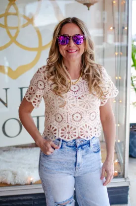 Bohemian Love Crochet Natural Top