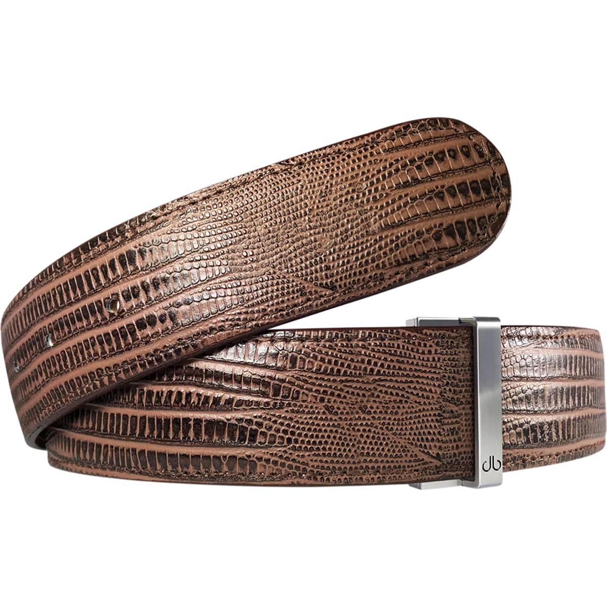 Brown Lizard Textured Leather Belt