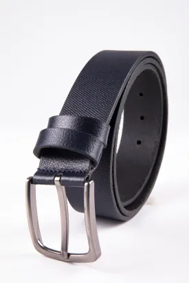 Casual Textured Navy 100% Leather Belt