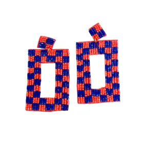 Checkered Orange/Blue Earrings S12