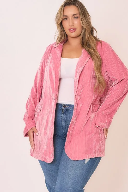 COZ101 - CURVY PINK VELVET BLAZER