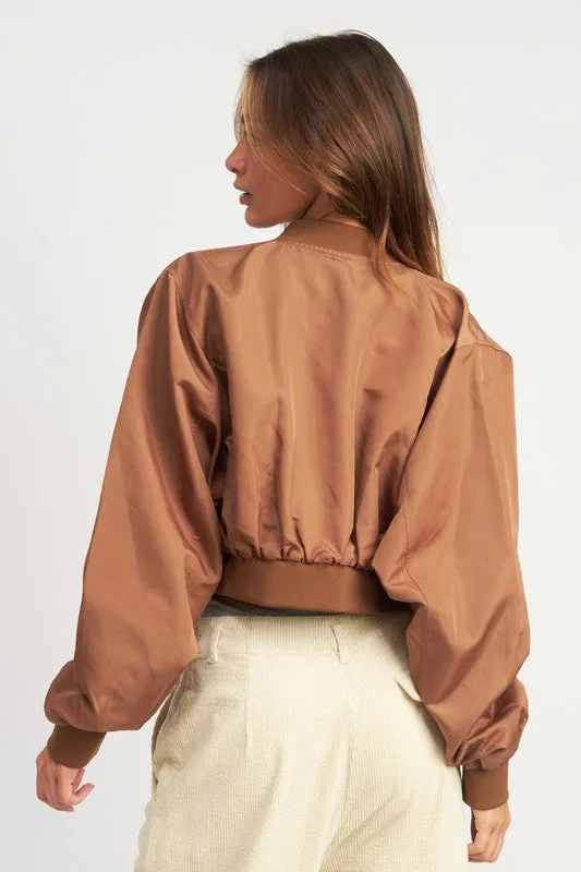 Cropped Bomber Long-sleeved Jacket