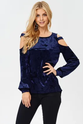 Crushed Velour Cold Sholder Top