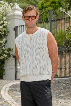 Ecru Crochet Knit Tank