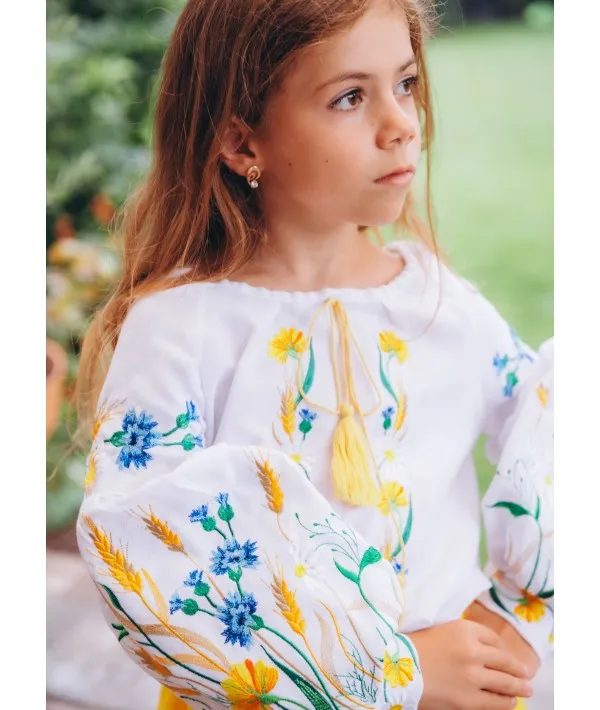 Embroidered blouse for a girl Field Flowers