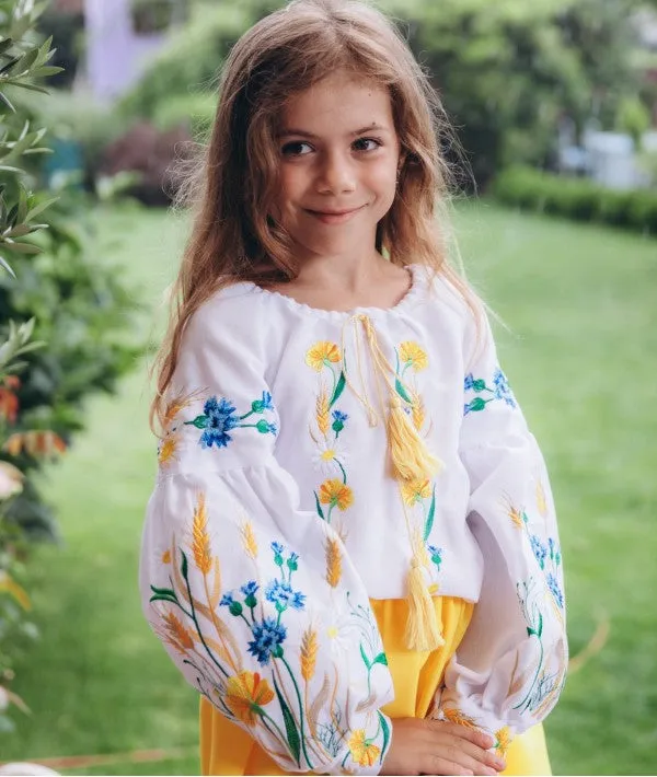 Embroidered blouse for a girl Field Flowers