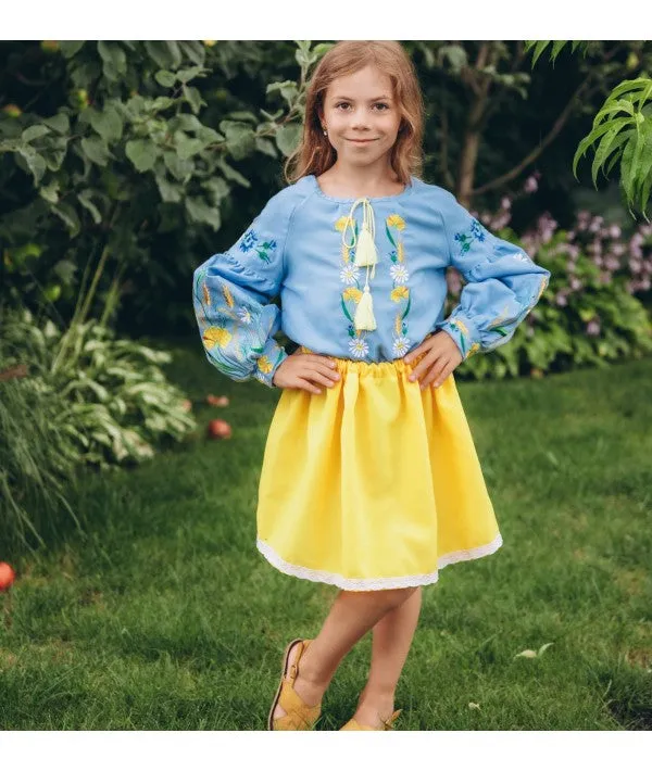 Embroidered blouse for a girl Field Flowers