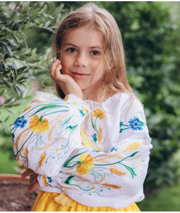 Embroidered blouse for a girl Field Flowers