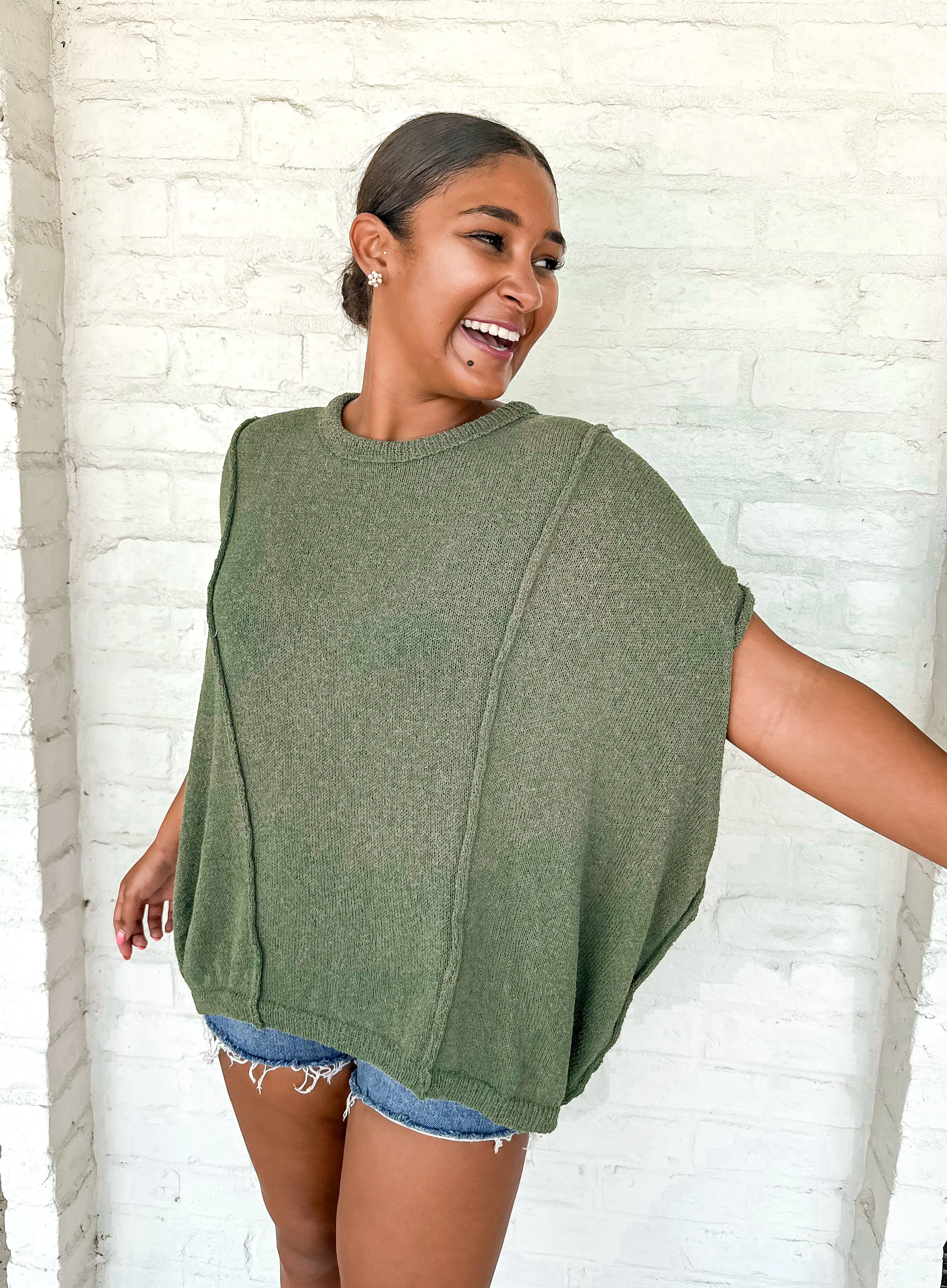 Flirty Tropics Top Olive