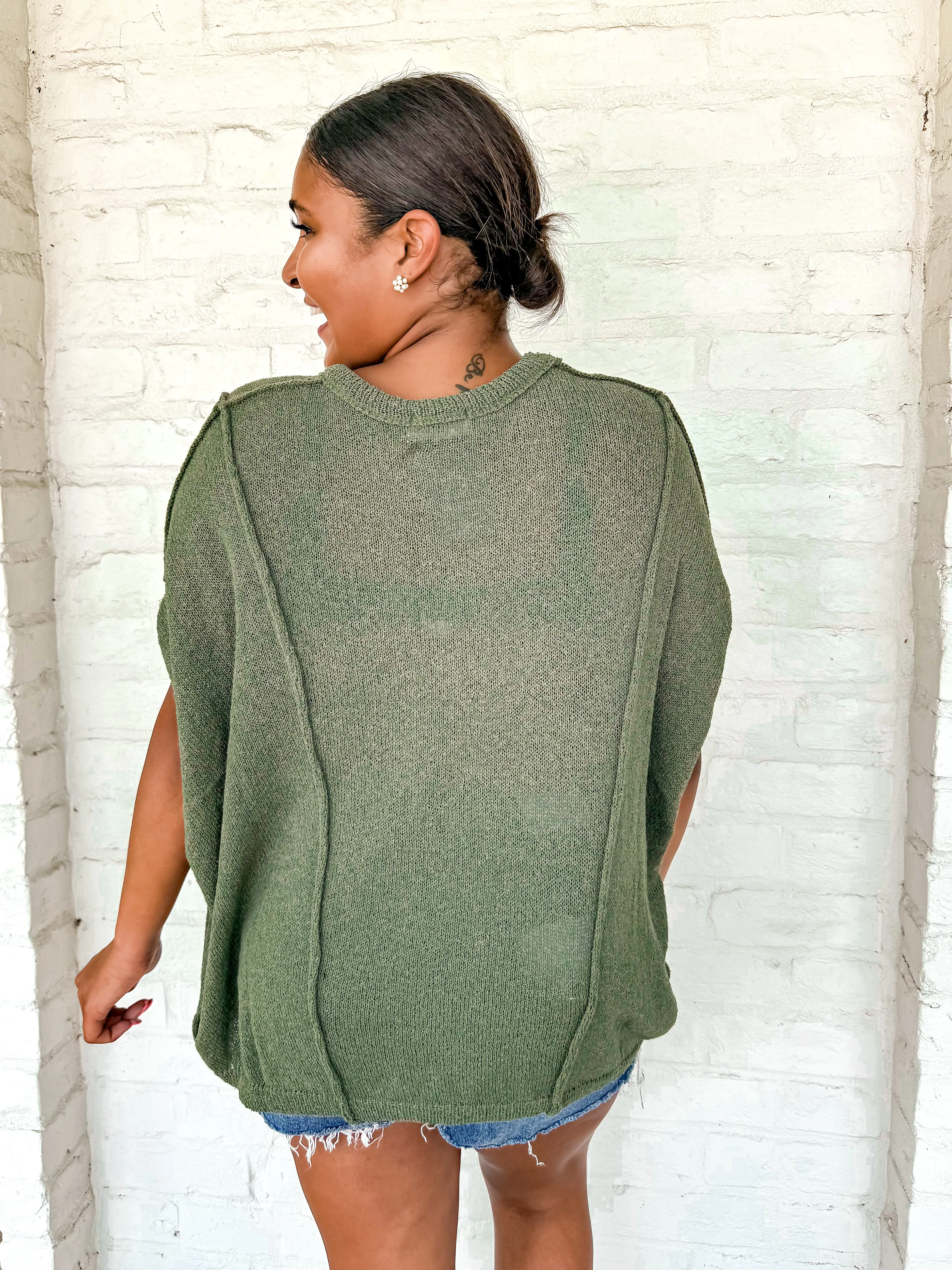 Flirty Tropics Top Olive