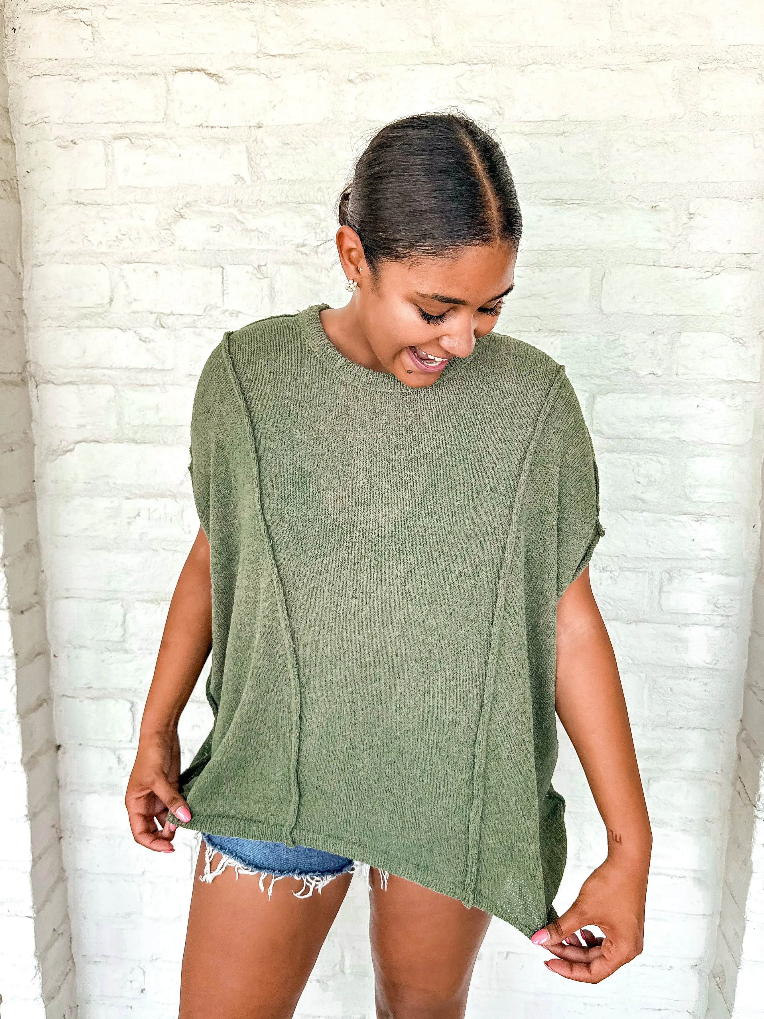 Flirty Tropics Top Olive