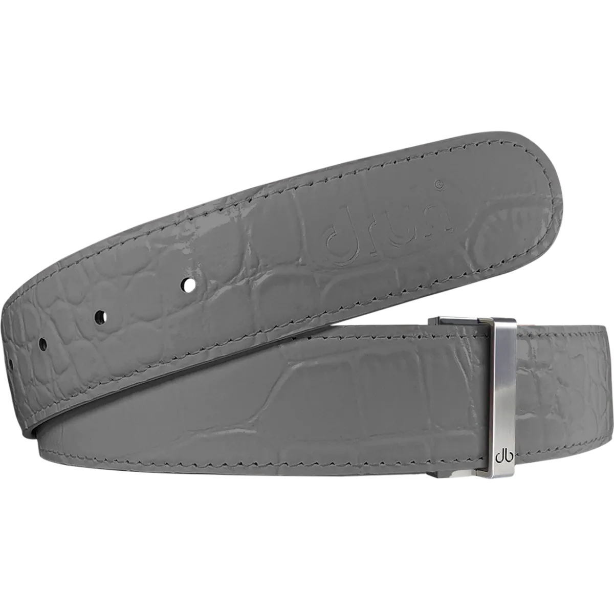 Gray Crocodile Textured Leather Belt