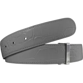 Gray Crocodile Textured Leather Belt