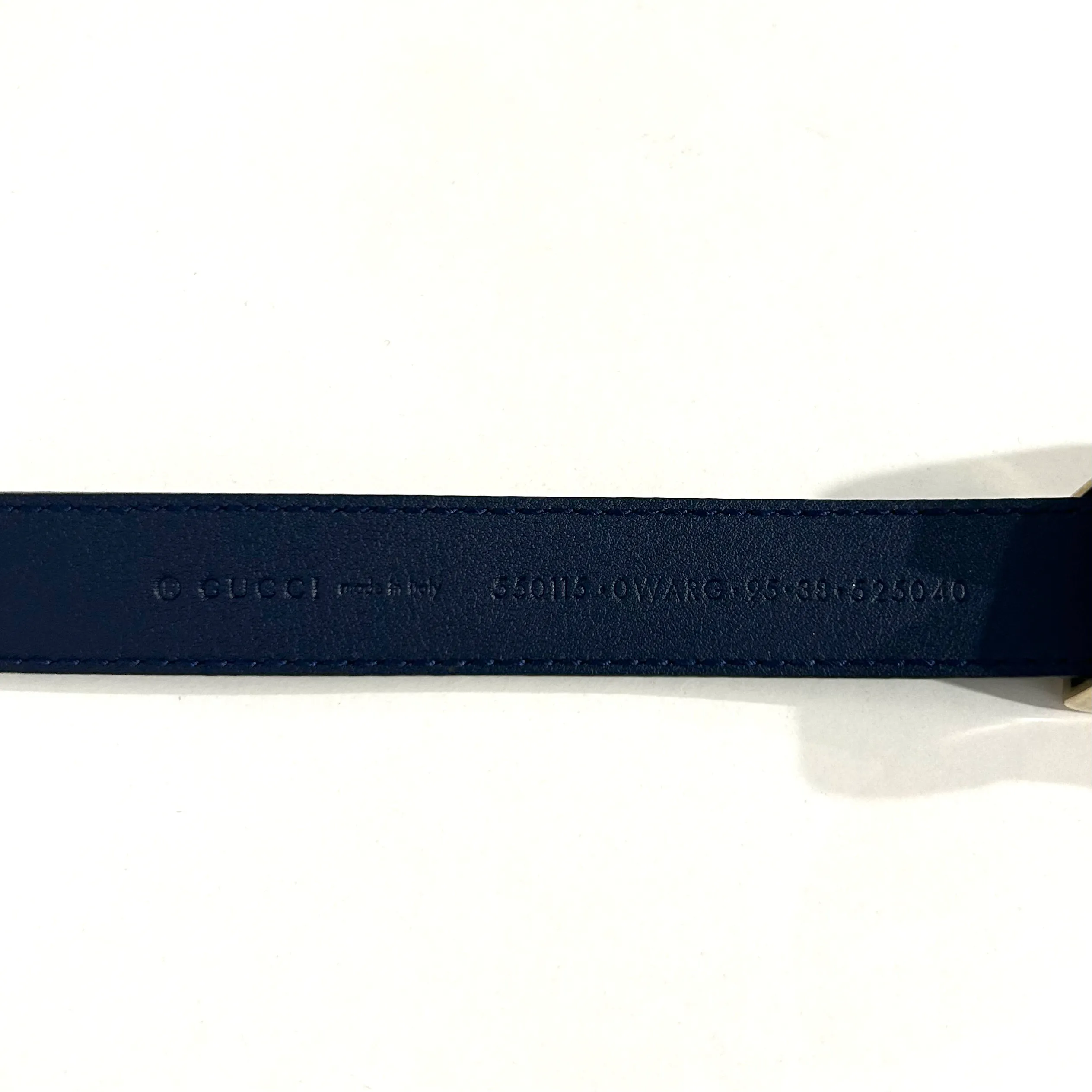 Gucci Torchon Sylvie Navy & Red Stripe Thin Belt