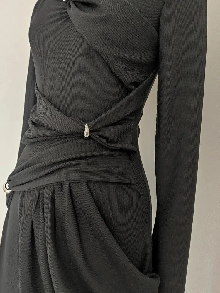 Hattie Black Front Wrap Dress