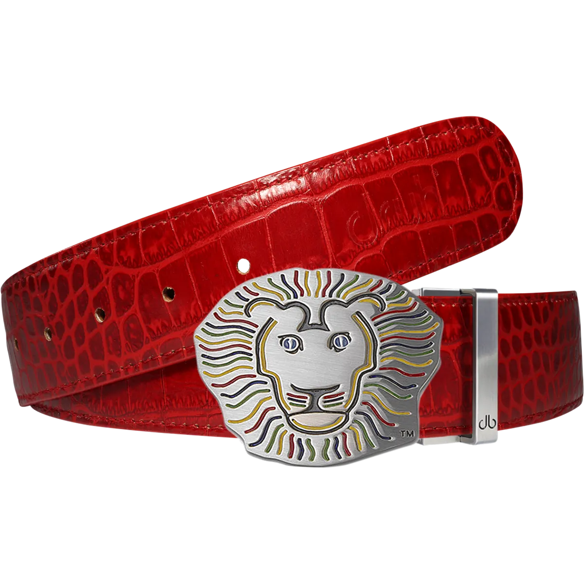 John Daly Lion Buckle and Crocodile Leather Belt in Red