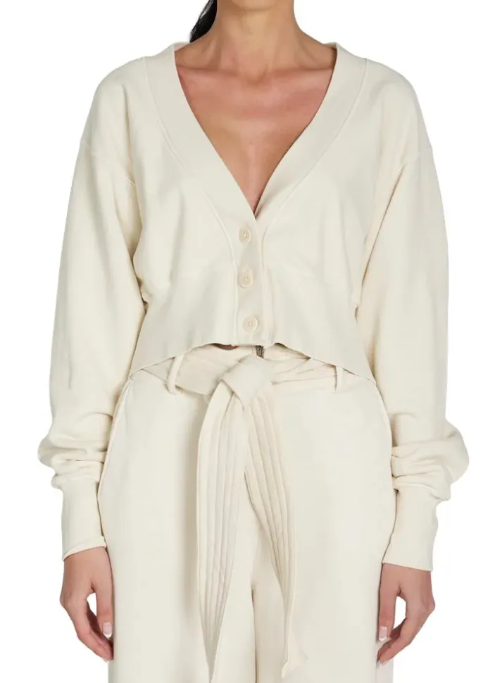 Les Tien - Diana Crop Cardigan in ivory