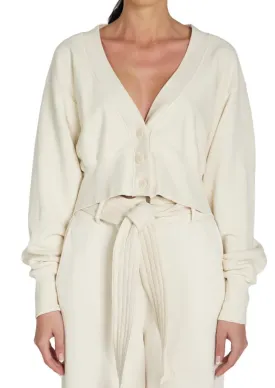 Les Tien - Diana Crop Cardigan in ivory