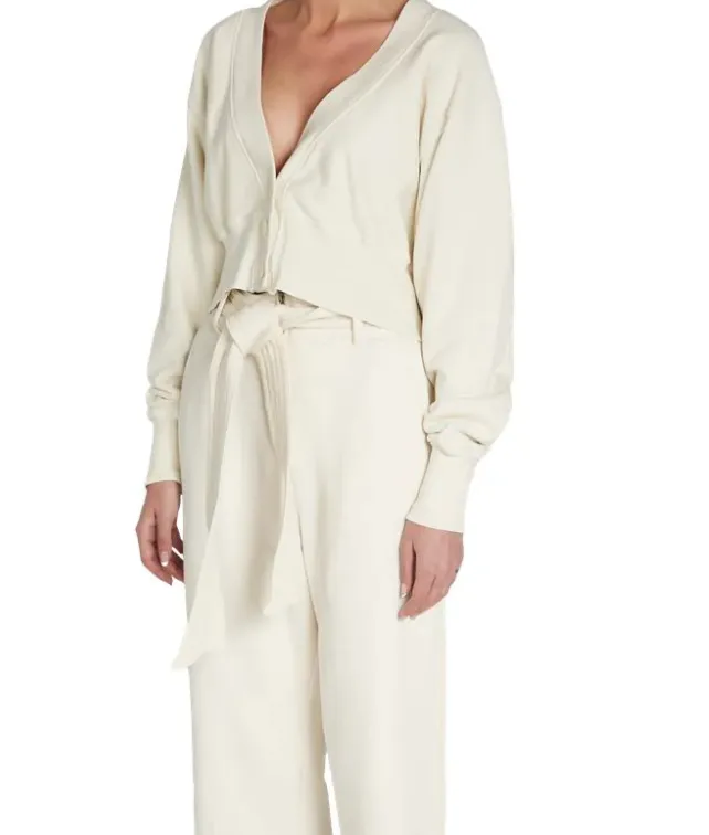 Les Tien - Diana Crop Cardigan in ivory