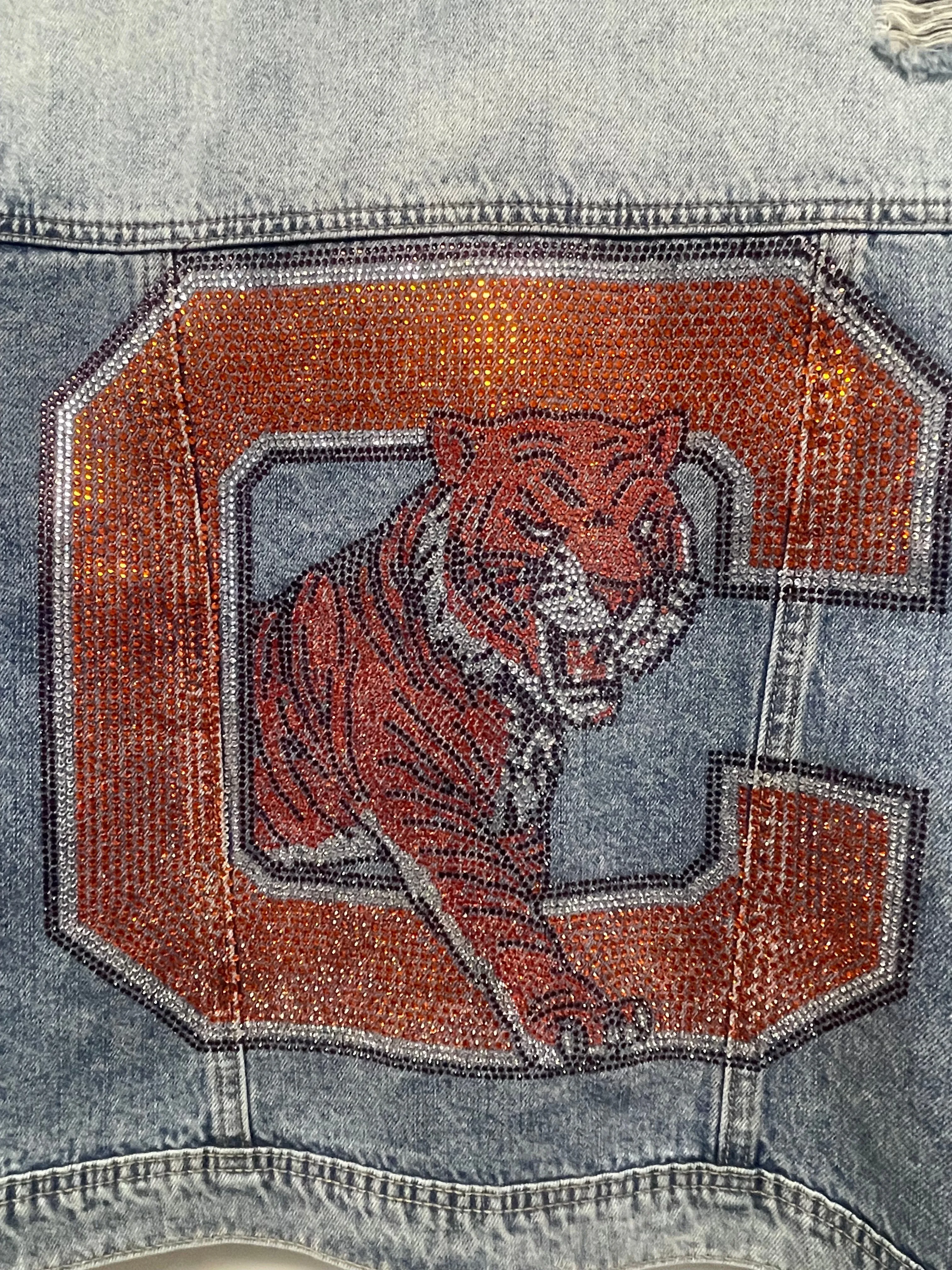 Licensed Game Day Jacket, Blue Denim, Clemson Big C and Tiger