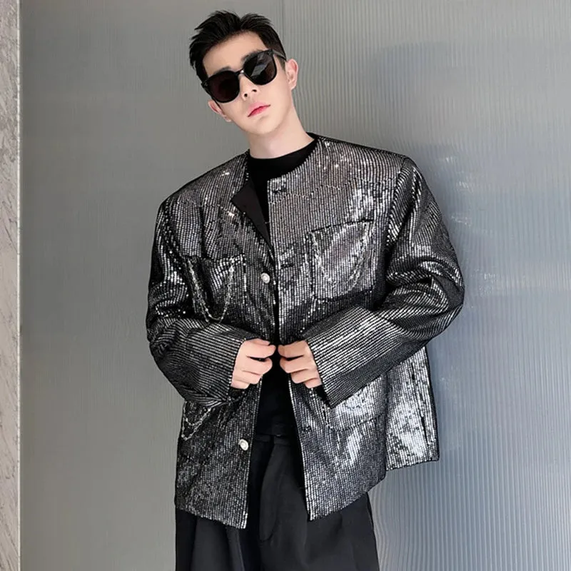 Male Jackets Korean Stylish Bright Surface Multi-pocket  Solid Color Men Short Coat Casual Men's Clothing Spring 9C4954