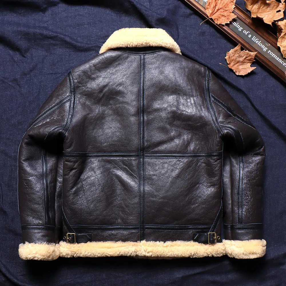 Men's B3 Shearling Bomber Coat Black Brown