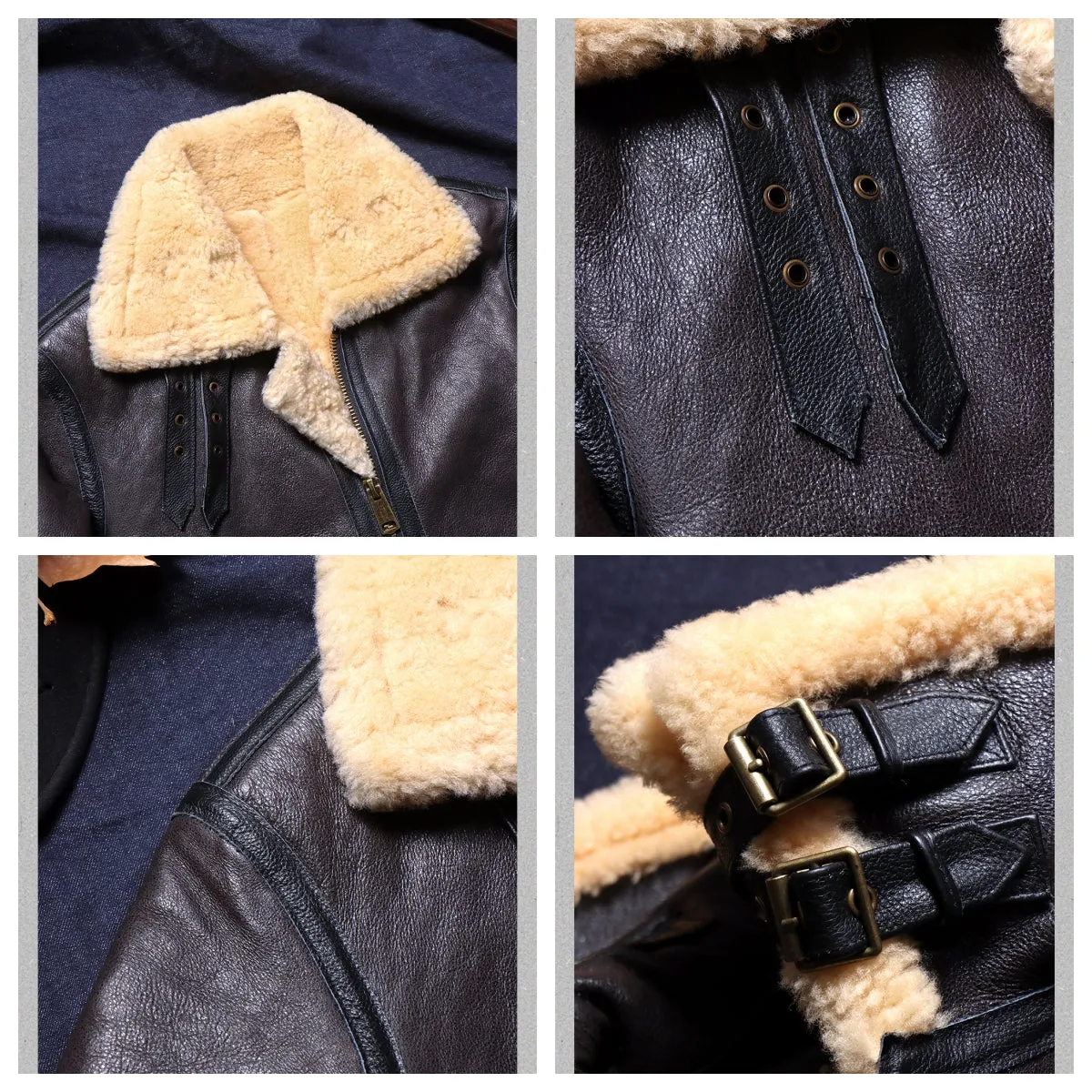 Men's B3 Shearling Bomber Coat Black Brown