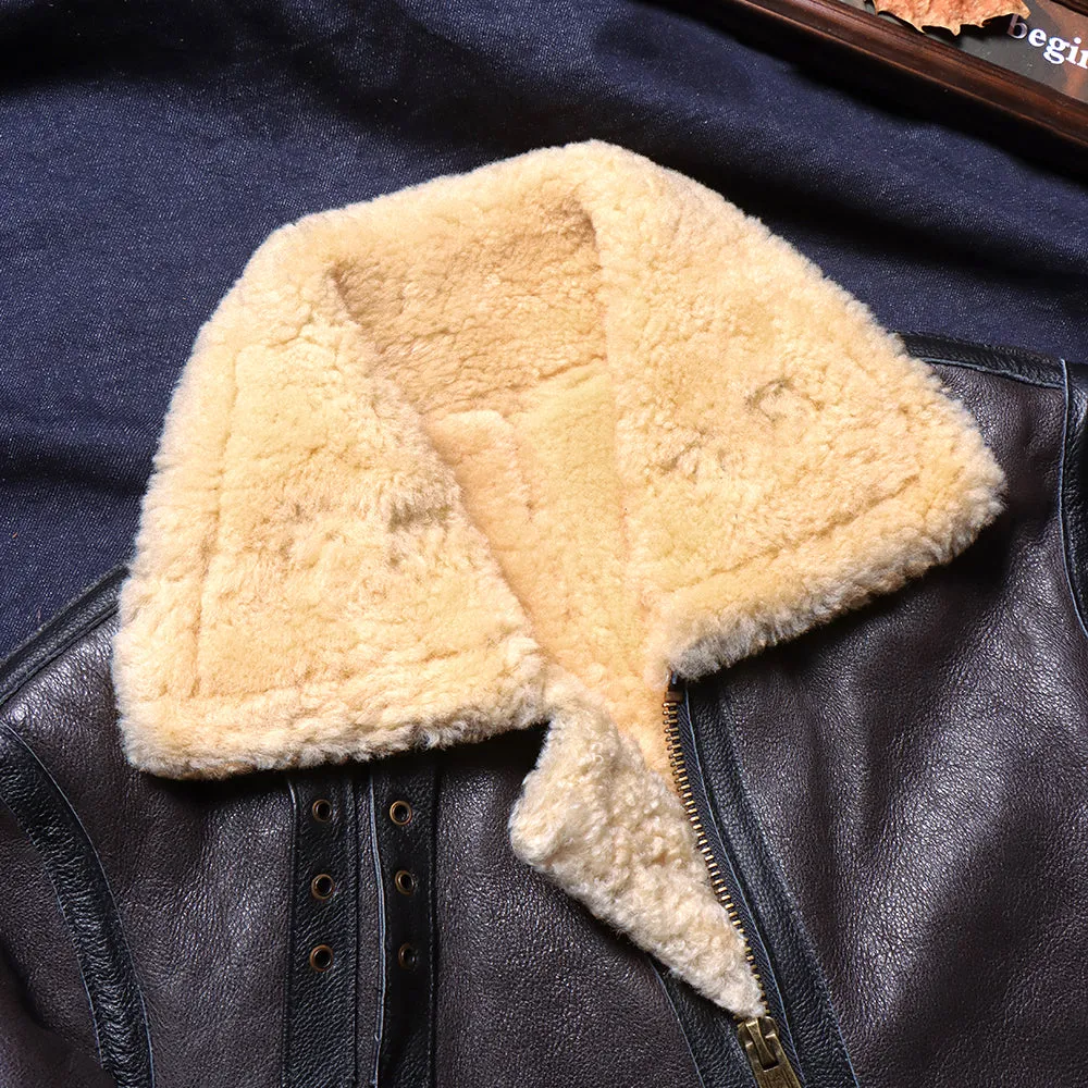 Men's B3 Shearling Bomber Coat Black Brown