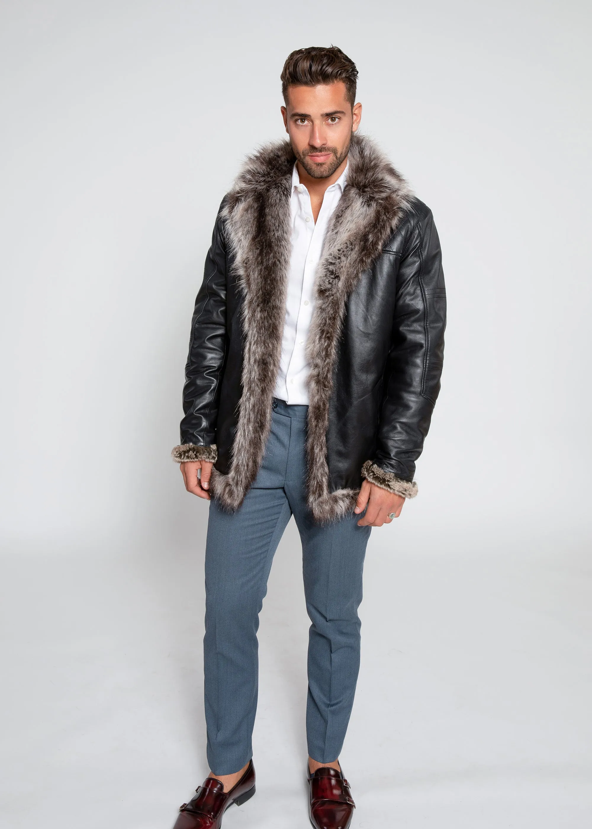 Men's Jayden Shearling Faux Fur Leather Jacket