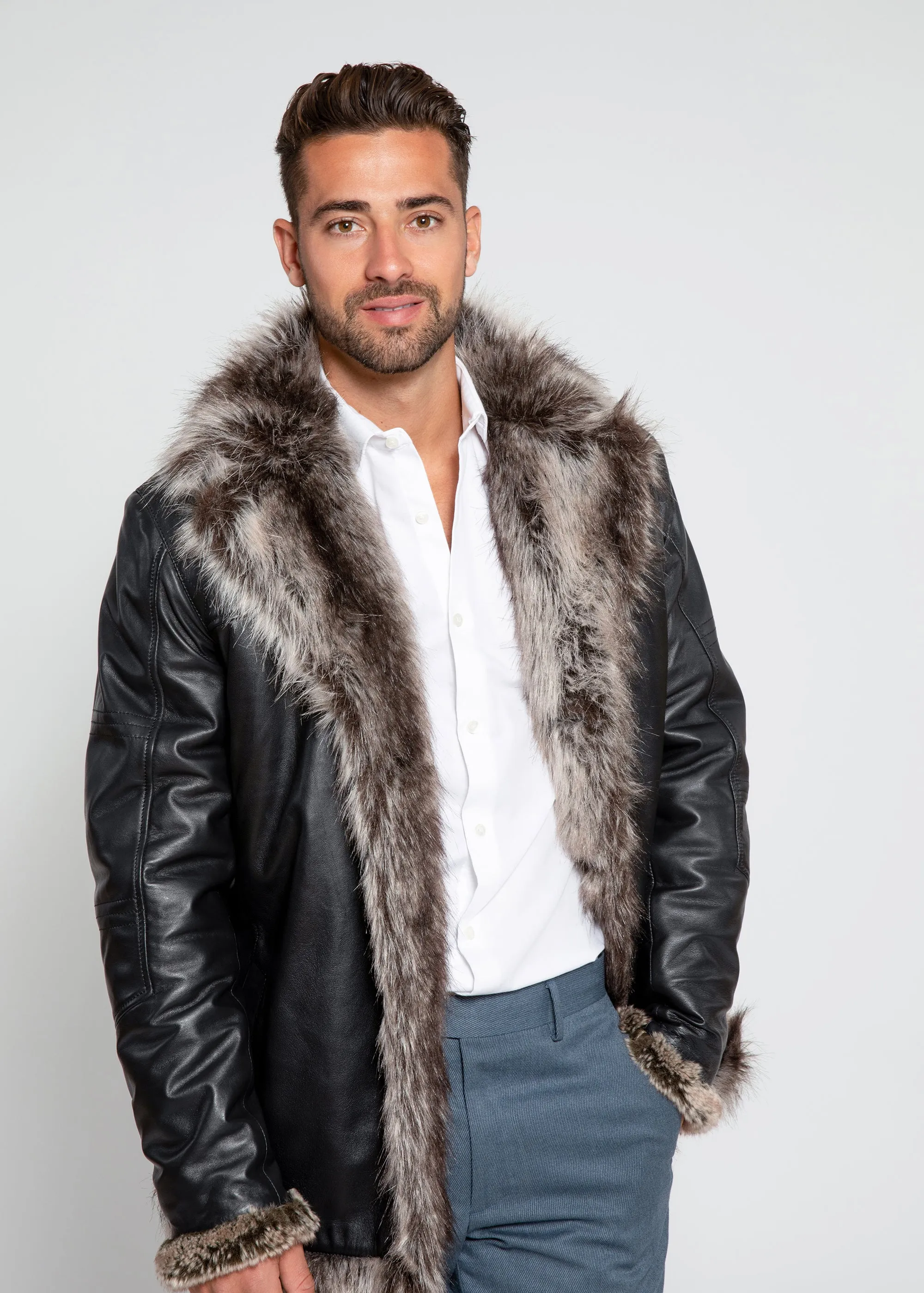 Men's Jayden Shearling Faux Fur Leather Jacket