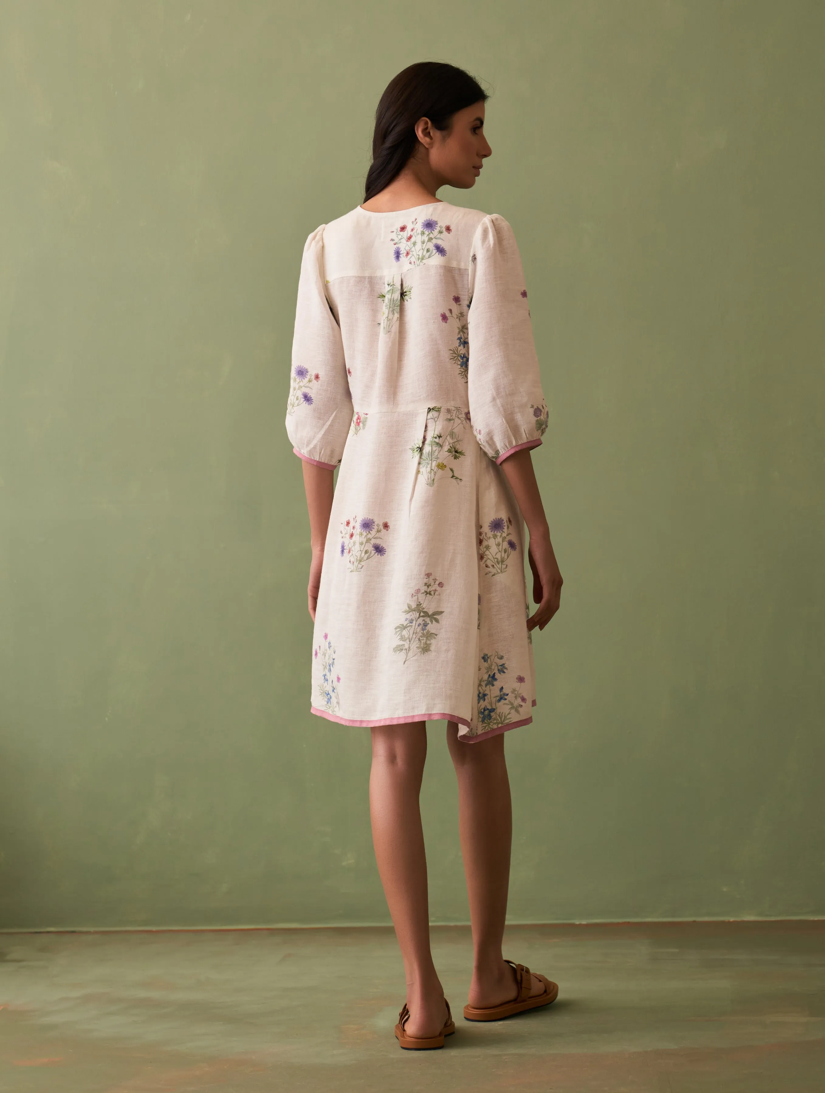 Mika Botanical Wrap Dress - Ivory