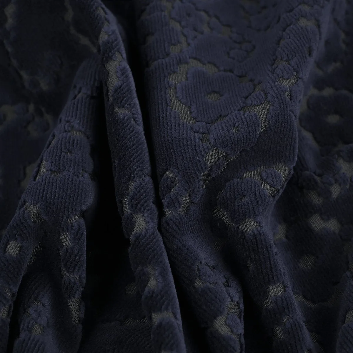 Navy Floral Velvet Fabric 99769