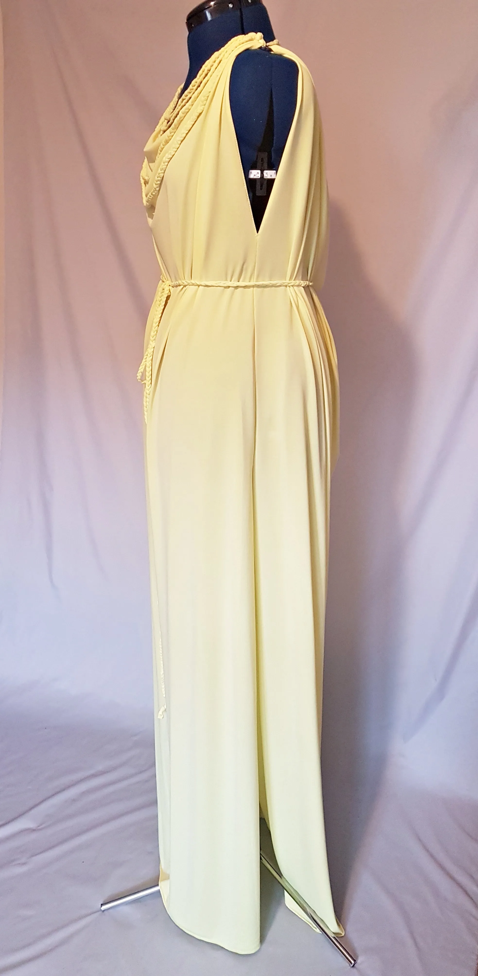 Pale Yellow Grecian Drape Dress