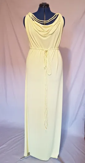 Pale Yellow Grecian Drape Dress