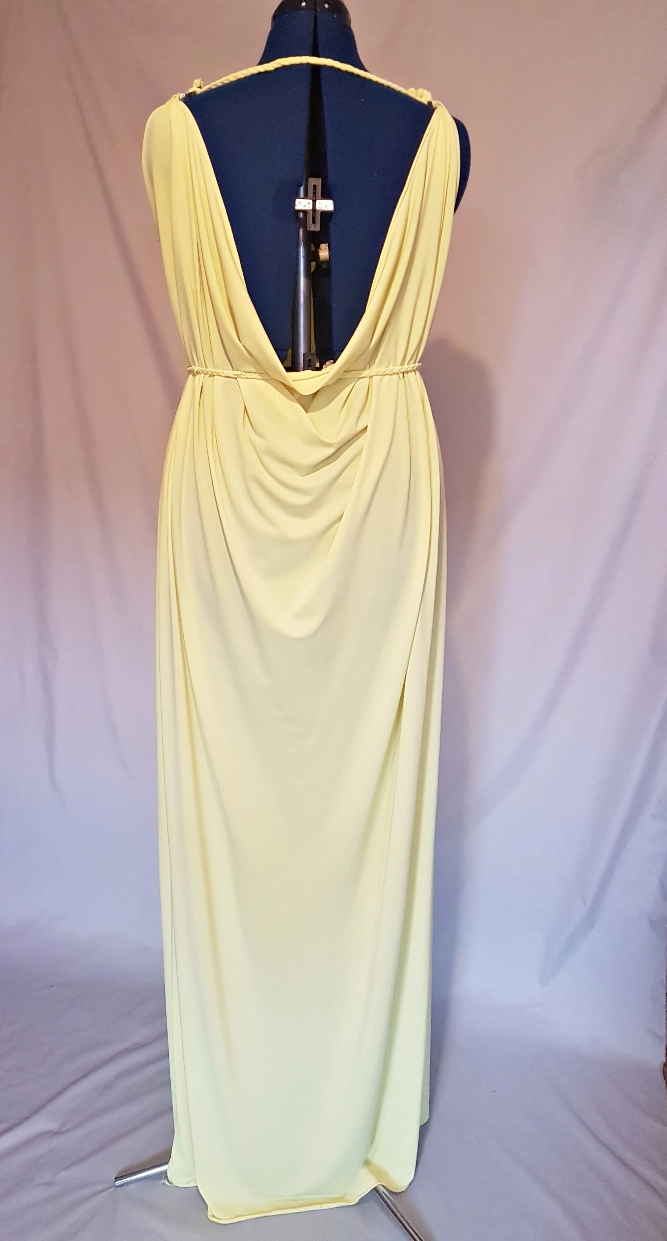 Pale Yellow Grecian Drape Dress