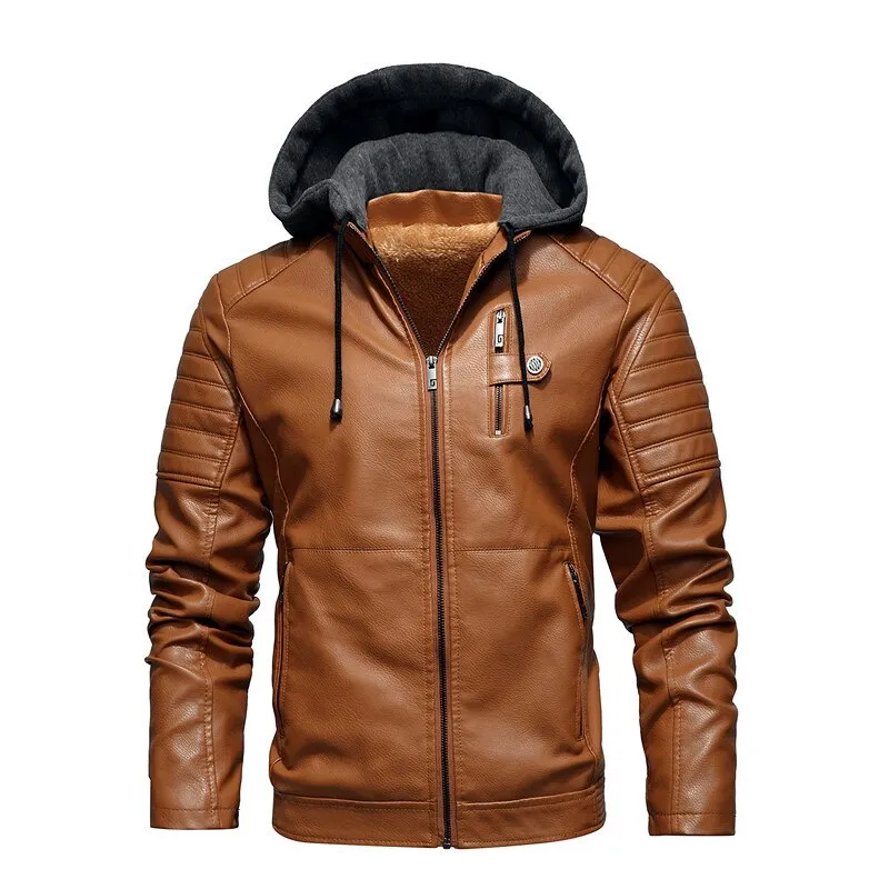 Pologize™ Terzo Hooded Autumn Leather Jacket