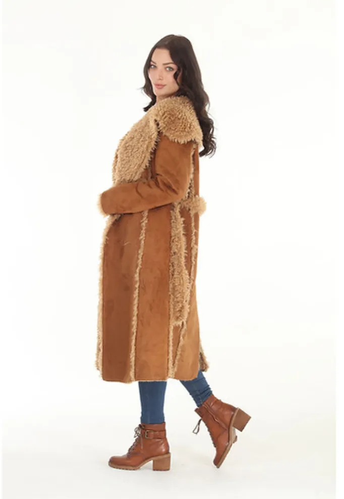 Reversible Faux & Suede Shearling Coat