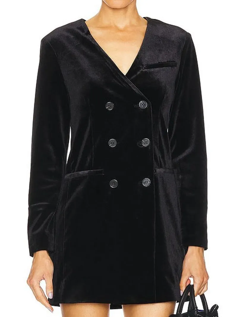 Sanctuary Velvet Blazer Dress - Black