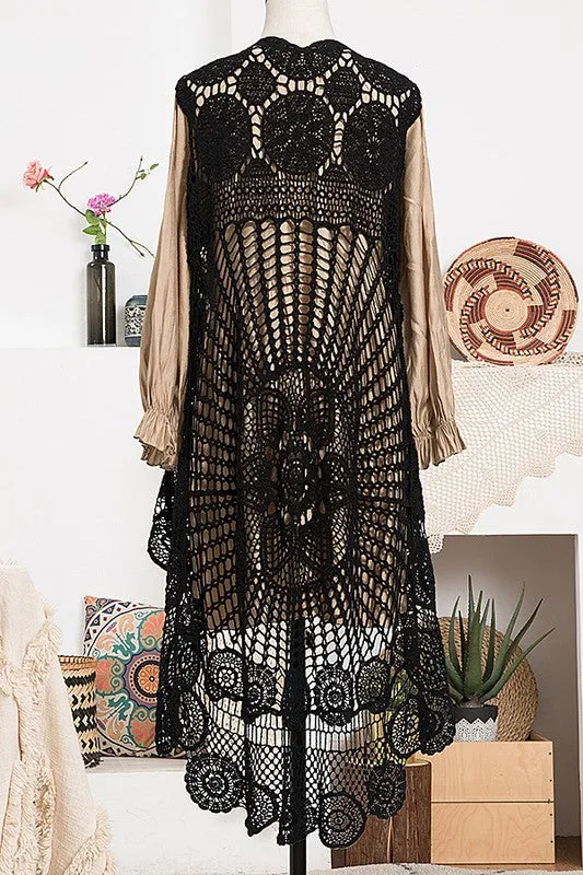 SAS105 - CURVY BLACK CROCHET VEST