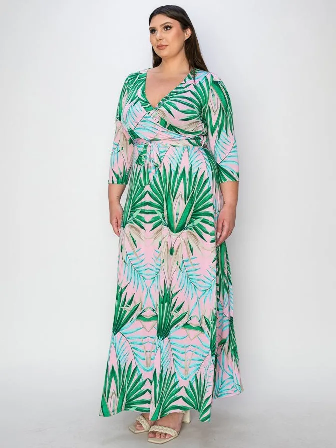 Signature Plus Size Maxi Dress in Tropical Mint Eclipse